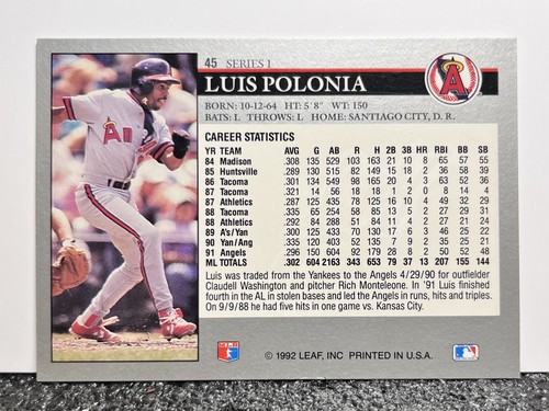 2014 Leaf 1992 Memories Buyback Gold /5 ***Luis Polonia*** #45~Series 1~L@@K - Picture 2 of 2