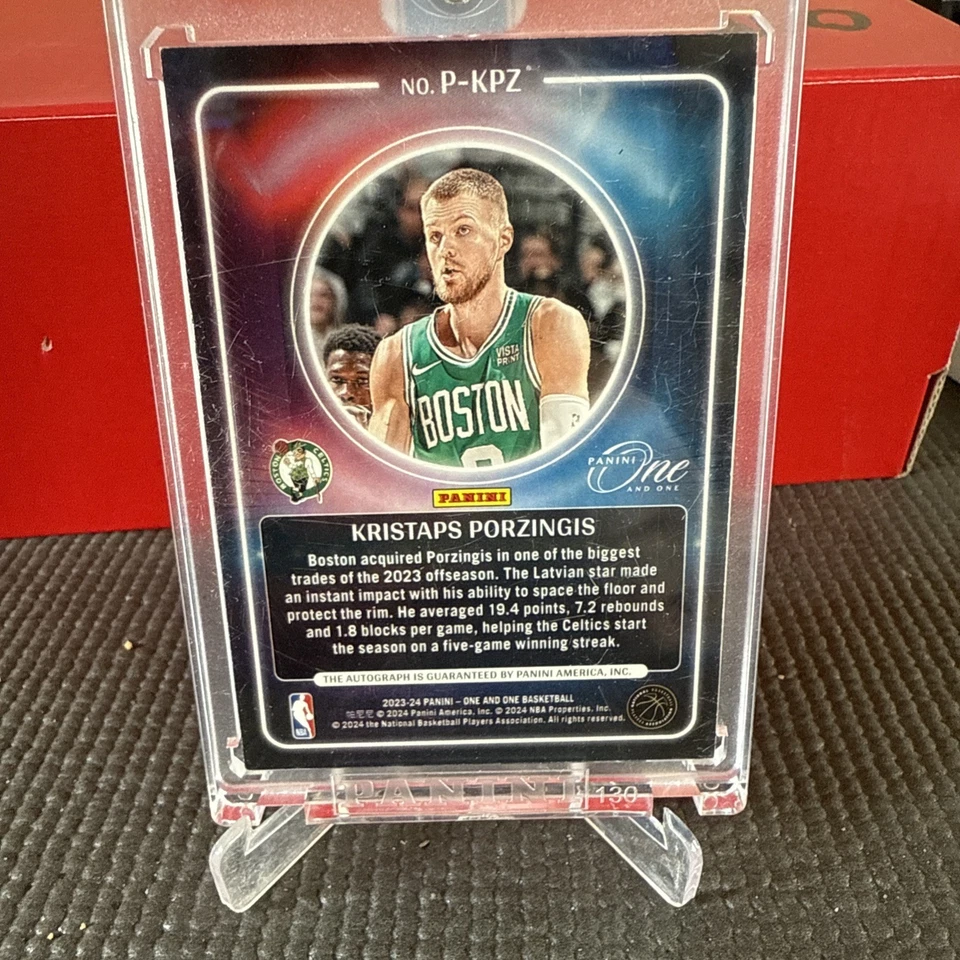 Kristaps Porzingis 2023-24 Panini One and One Presenting Autograph Auto /75 - image 2 of 3