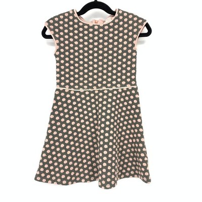 C&A Smart & Pretty Fit & Flare Dress Girls Size 104 US 4T Gray Pink Polka Dot