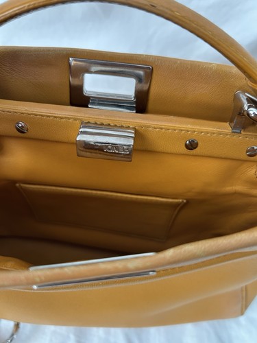 Fendi Salleria Peekaboo Calfskin Silver Yellow Women's Bag - Picture 17 of 24