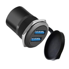 Dual USB3.0 Female-Female Panel Adapter with Dust Cover 1-Pack Black
