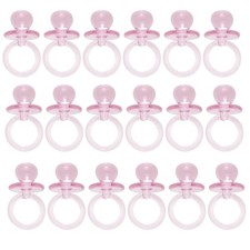 Mini Plastic Pink Pacifier Girl Baby Shower Favor Charms, 18ct