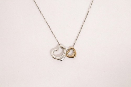 Tiffany & Co. Elsa Peretti Double Open Heart Anhänger Silber 925 Halskette #R71410
