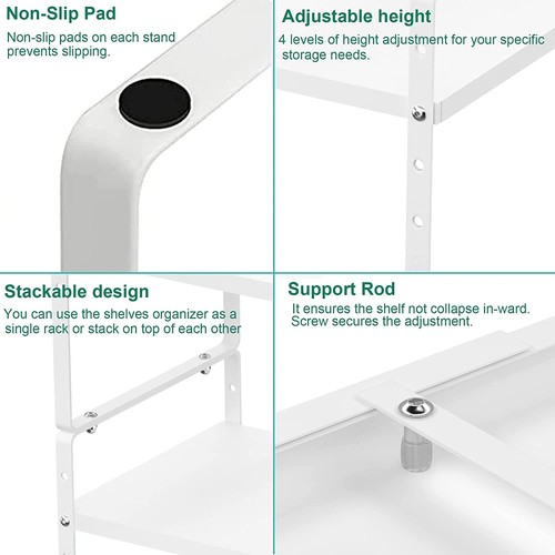 Expandable Cabinet Shelf Organizers, Stackable Kitchen Counter Shelves Spice ... - Picture 6 of 9