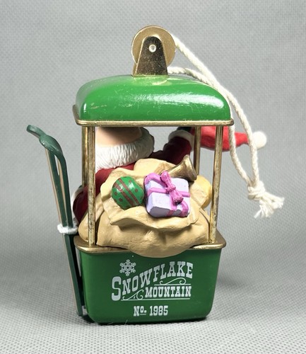 Vtg Hallmark Snowflake Mountain 1985 Santa Gondola Car Skis Christmas Ornament - Picture 3 of 9