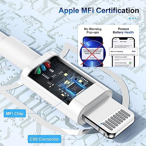 3 Pack Apple MFi Certified iPhone Charger Cable 10ft, Lightning to 10 ft White - Picture 7 of 8