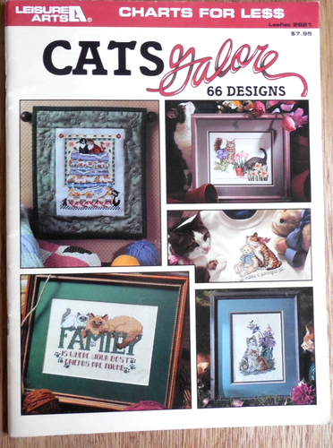 NEW  Leisure Arts Cross Stitch/Needlepoint Pattern Booklet #2821 "Cats Galore" - Picture 1 of 6