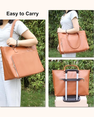Laptop Bag for Women 17.3 Inch Tote Large 17.3inch, E1-brown - Picture 5 of 8