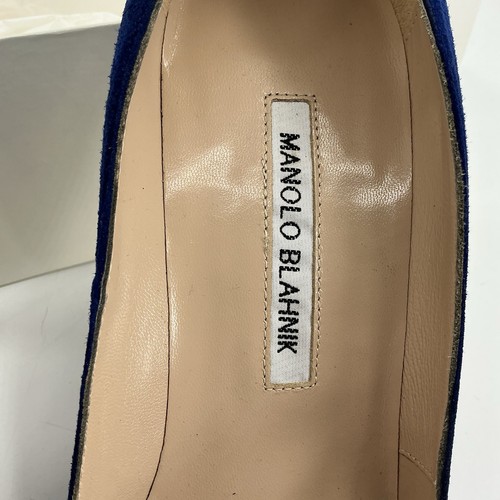 NEW $650 Manolo Blahnik BB 105 Pumps Shoes Heels Blue Suede sz EU 38.5 US 8 - Picture 2 of 8
