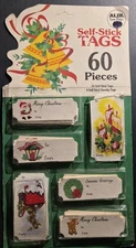 Vintage Christmas Eureka Self Stick Gift Tags 60 Pcs.