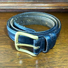VTG Men's Black Genuine Leather Dress Belt, Solid Brass Buckle, 1" Wide 36/90