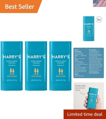 Men's Antiperspirant Deodorant - Redwood Scent, Sensitive Skin Friendly, 3 Pack