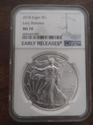 2018 American Silver Eagle $1 Dollar NGC MS 70 Early Releases