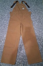 Rare NWOT Carhartt R01 Overalls Mens Sz 34x32 Brown Dbl Knee Duck Canvas Bib USA