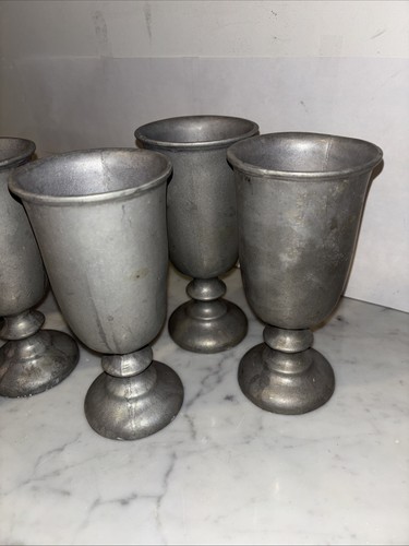 Lot of 8 Vintage Wilton Armetale RWP Pewter Plough Tavern Water Goblets 7” Tall - Picture 5 of 8