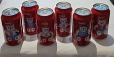 Coca-Cola Athens Olympics 2004 Set of 6 Cans with Logo and Plush  Bears-Complete