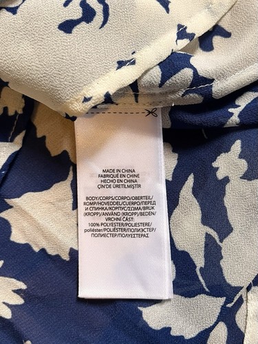 Polo Ralph Lauren Crepe Floral Blouse Women’s Small Blue White Pleated Sleeve - Picture 6 of 12