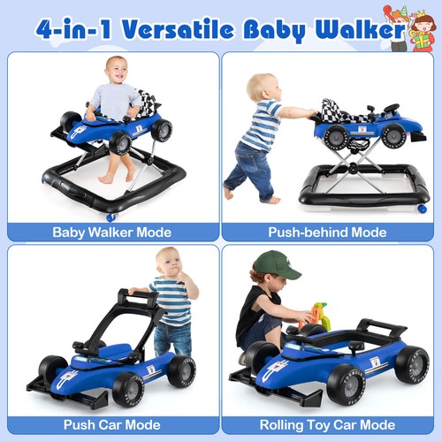 4-in-1 Baby Lauflernwagen mit 3-stufig höhenverstellbarem gepolstertem Sitz Lenkrad - Bild 5 von 10