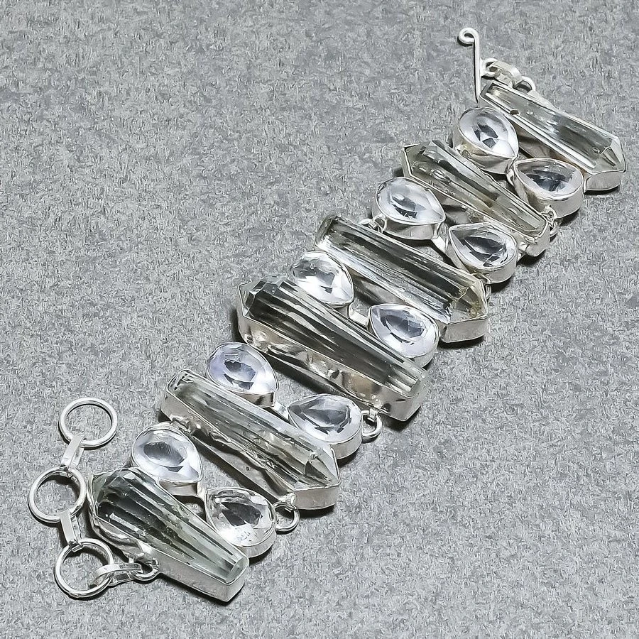 Weißer Topas Edelstein Armband Handarbeit Geburtstagsgeschenk verstellbar Ket... - Bild 4 von 4