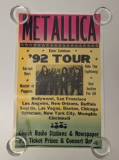 Vintage 1992 Metallica Band Promo Poster Enter Sandman Tour Rock Heavy Metal
