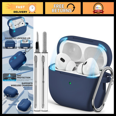 Soft Silicone AirPods Pro Case Cover with Cleaner Kit, Magnetic Lid & Keychain -