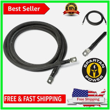 2 Foot 4/0 AWG Black SpartanFlex Battery Cable with 3/8" Ring Terminals