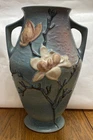 1943 ROSEVILLE POTTERY ~ BLUE MAGNOLIA PATTERN 97-14 FLOOR VASE ~ 14" TALL
