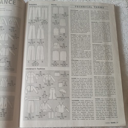 BURDA Magazine - October 2004 - Uncut Sewing Patterns Fashion Dressmaking B7 - Picture 3 of 5