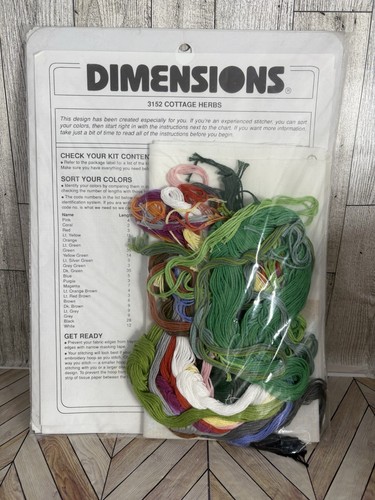 Dimensions Stamped Cross Stitch Cottage Herbs 16"x11" without Mat 1995 #3152 - Picture 3 of 3