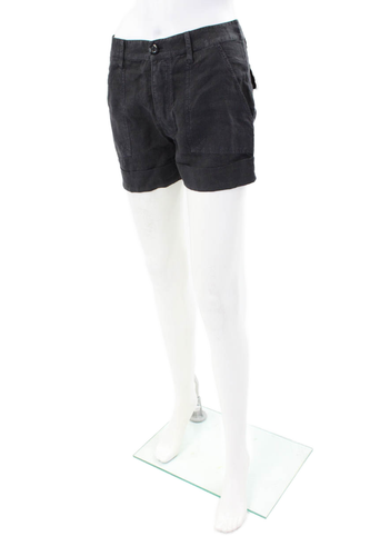 Frame Womens Casual Linen Cuffed Hem Shorts Washed Black Size XS - Picture 2 of 6