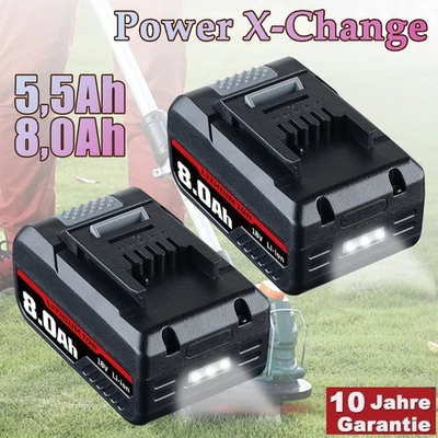 MARKENLOS 2 Stück Akku 18V 8,0Ah Ersatzakku Für Einhell Power X-Change Lithium PXC LED NEU