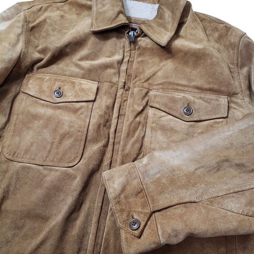 Vintage Gap Men's XXL Suede Leather Jacket Trucker Sherpa Western Heavyweight ** - Picture 3 of 15