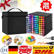100 Farben Marker Stifte Set mit Doppelköpfiger Ölbasierter Marker Set Tasche