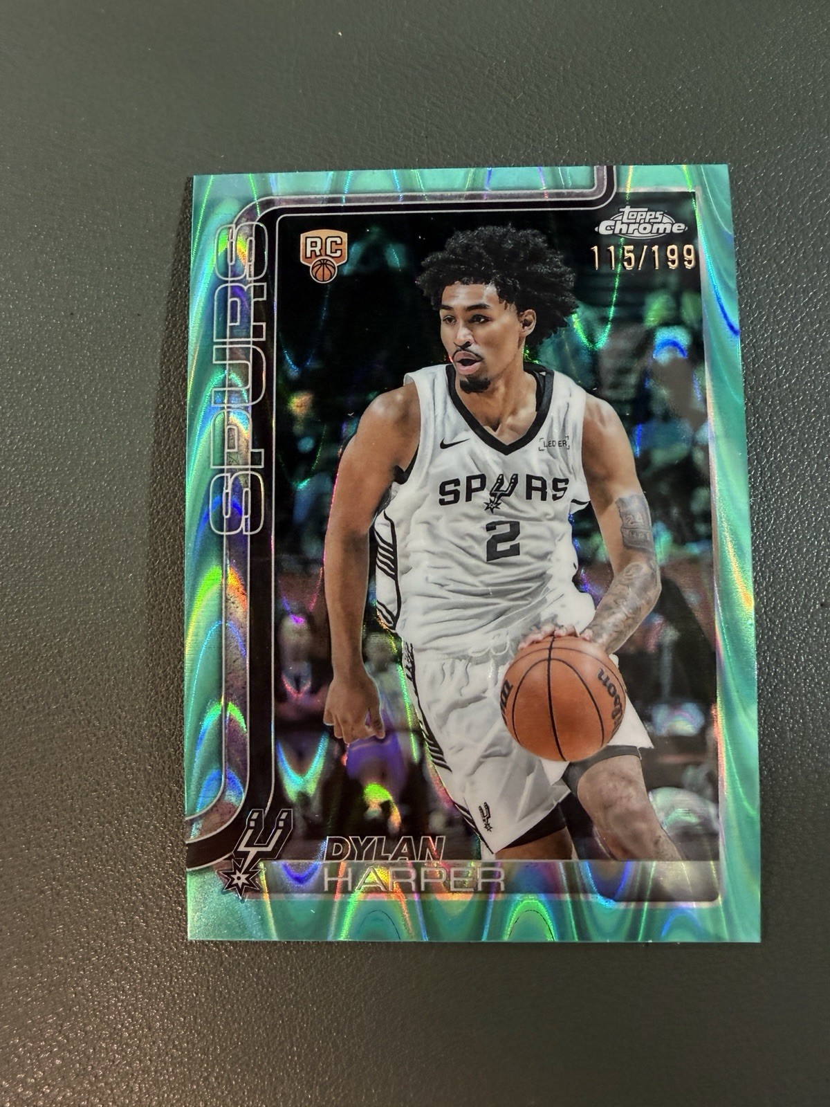 Dylan Harper 2025-26 Topps Chrome Rookie RC #252 Aqua Raywave Refractor /199