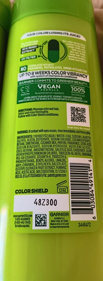 Garnier Fructis Color Shield Acai Berry Vegan UV Filter Shampoo Conditioner Lot - Image 4 of 4