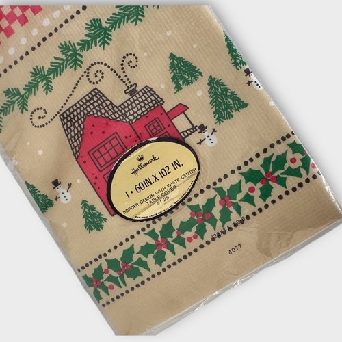 Hallmark 60" x 102" Vintage Holiday Christmas Snowman Paper Table Cover NEW - Picture 4 of 7