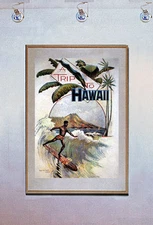 A Trip To Hawaii 15x22 Old surfing Art Print Surfing Hand Numbered Edition