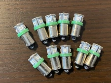 10 New Green Bayonet LED Lamp Light Bulbs 6v 6.3v 8v replace #47 #44 #1847