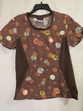 NEW Cherokee Size Small 100 Cotton Hospital/Medical Scrub Top Circle Print