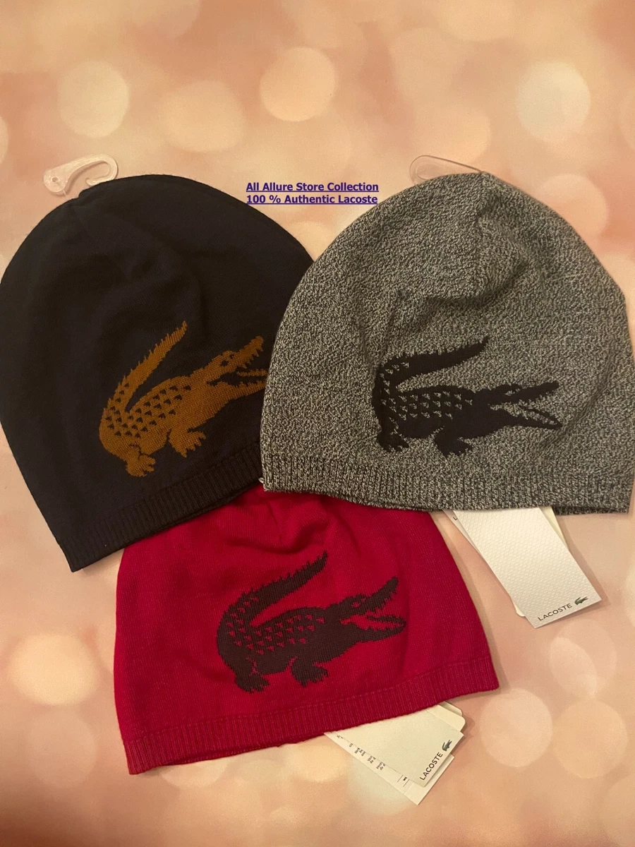 Unisex Lacoste Contrast Crocodile Reversible Beanie - Men's beanies - New  In 2024