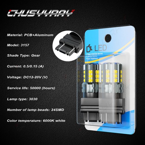 3156 3157 4157 LED Backup Reverse Light Bulbs 6000K Xenon White Bright 2x - Picture 3 of 12