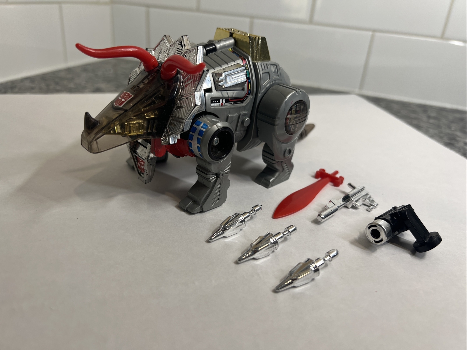 Slag 100% Complete 1985 Vintage G1 Transformers Triceratops Broken Leg