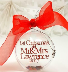 Détails Sur Notre Premier Noël Comme Mr Et Mme Personnalisé Boule Décorations Darbre Wh