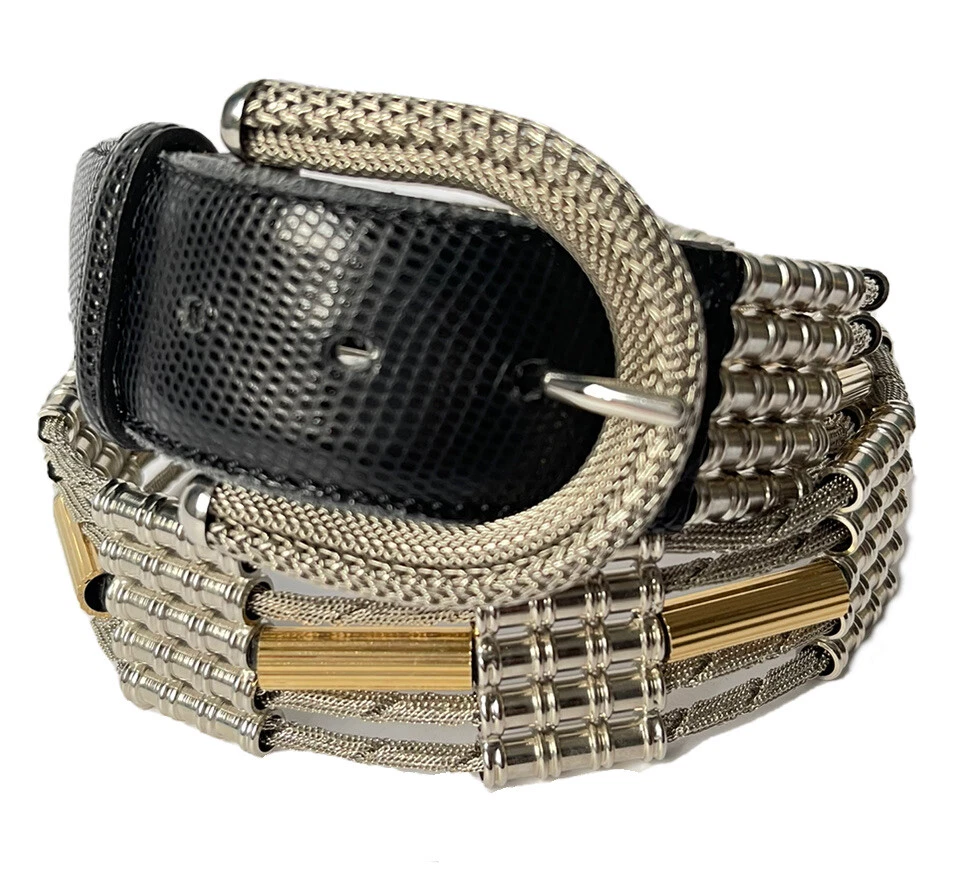 Nanni Milano Belt Made In Italy  Metal Mesh Chain Western  Silver  Gold