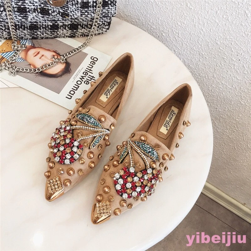 Primavera Para mujeres Estrás Bomba Mocasines Zapatos de salón Zapatos planos Vestido Fecha Cómoda Dama Foto 4 de 4