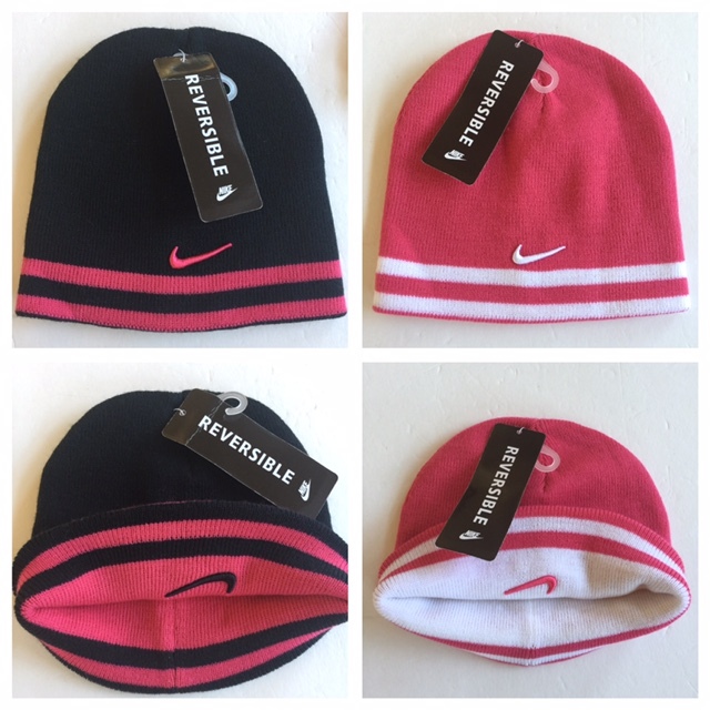NIKE knit Beanie-Reversible-Pink-Girls Youth L | eBay