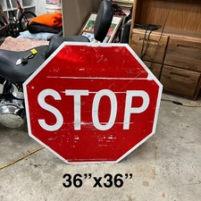 Very Large 36" x 36" Stop Sign Metal Aluminum Authentic Traffic Street Road Used