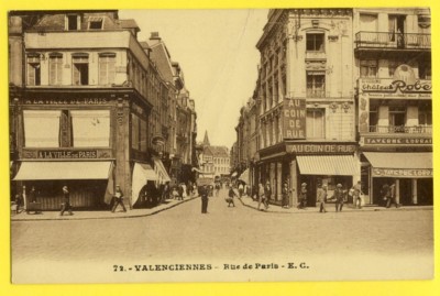 cpa VALENCIENNES (Nord) Rue de PARIS Geschäfte AU COIN de RUE, TAVERNE LORRAINE
