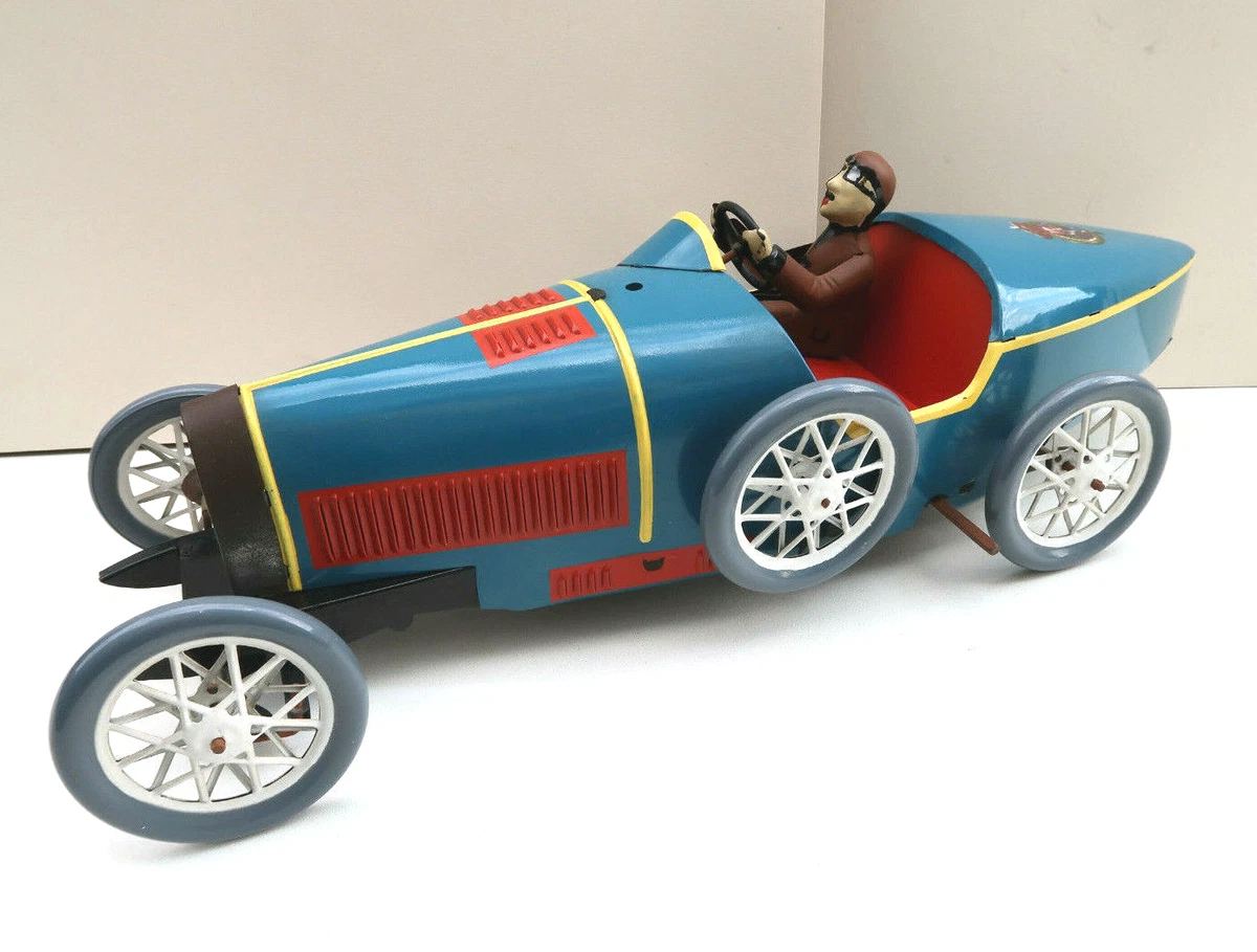 Jouet Ancien Voiture En Tôle JEP - Type Bugatti - Mécanique - État D'usage