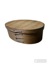 Vtg Shaker 10" 4 Finger Copper Nails Lidded Oval Wood Box Great Condition